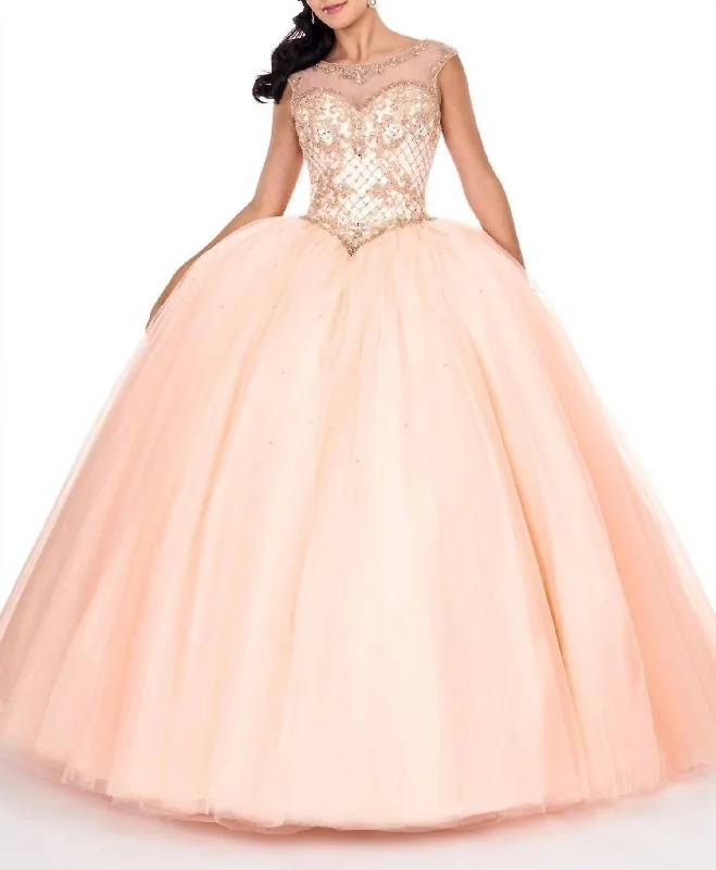 Tulle Gown In Peach Tulle Wedding Dress