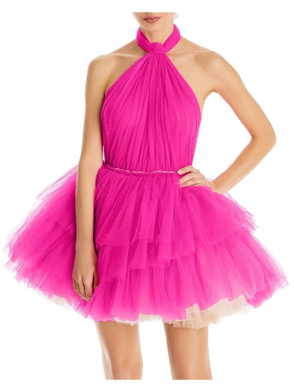 Womens Tulle Halter Mini Dress Tulle Lace Dress