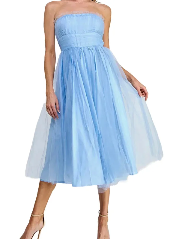 Lucienne Tulle Strapless Dress In Blue Tulle Dress Fashion