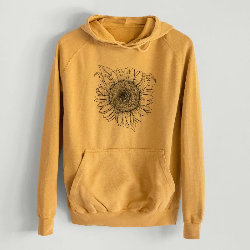 Lemon Queen Sunflower - Helianthus Annuus  - Mid-Weight Unisex Vintage 100% Cotton Hoodie Cozy Hoodie Pullover