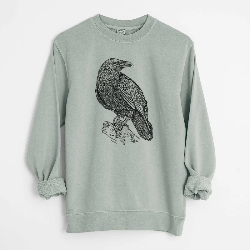 Common Raven - Corvus corax - Unisex Pigment Dyed Crew Sweatshirt Classic Zip Hoodie