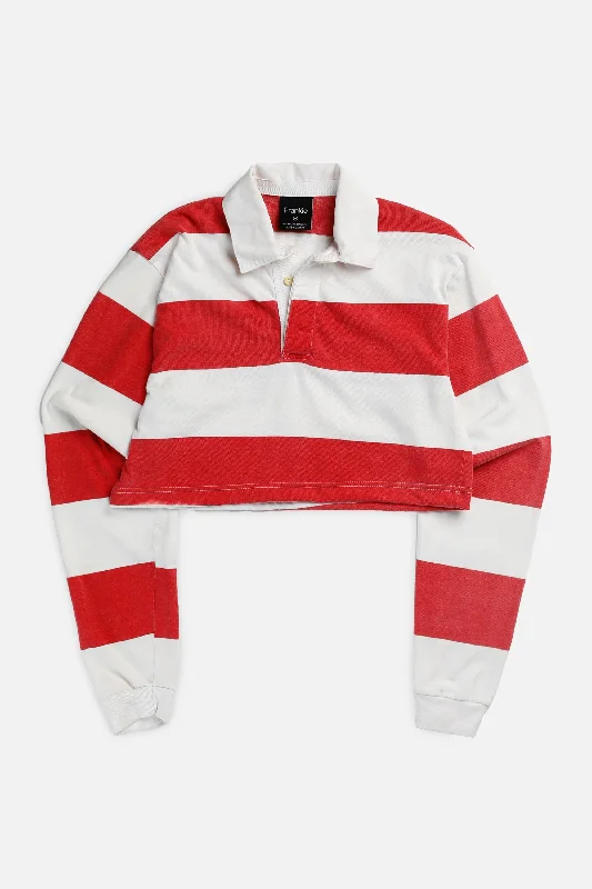 Rework Cropped Rugby Jersey - XS Zip-up Sweatshirt Look