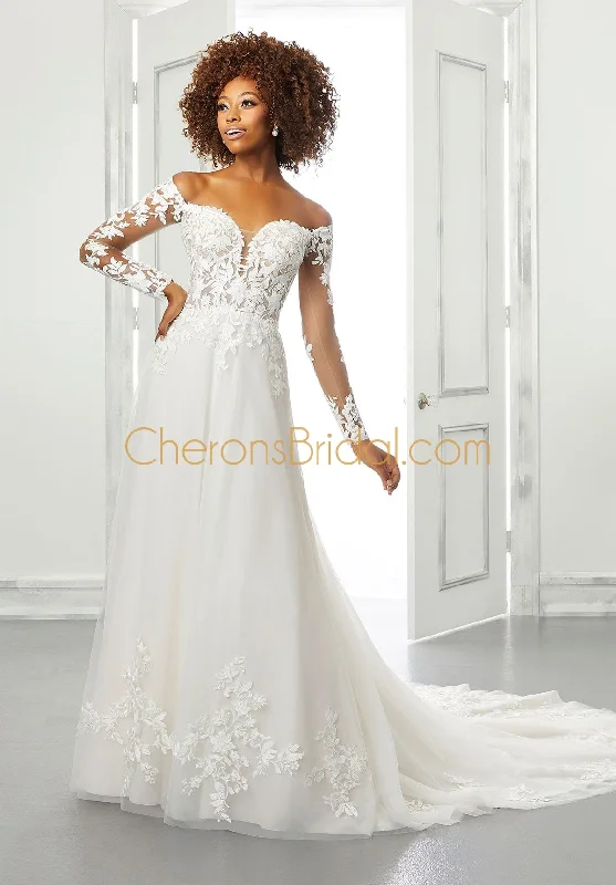 Blu - 5902 - Brienne - Cheron's Bridal, Wedding Gown Long Sleeve Gown