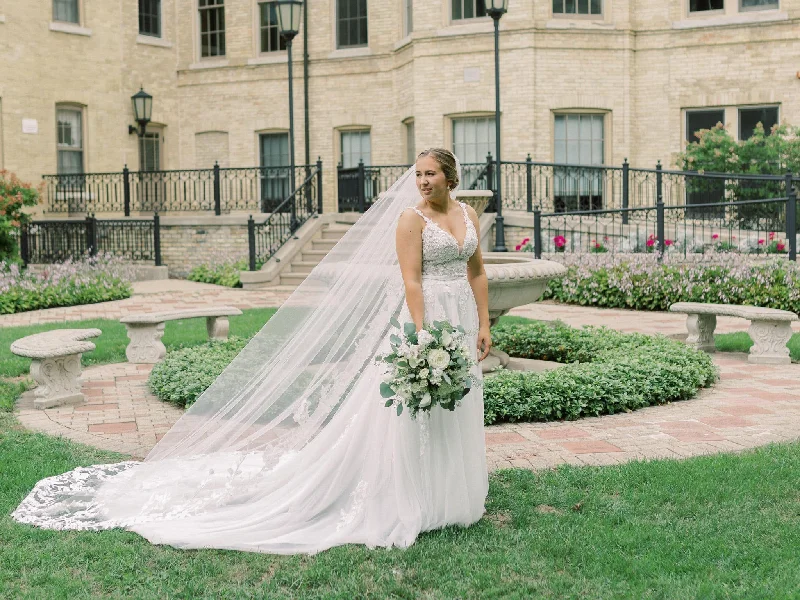 Madeline Gardner Lace and Tulle Sleeveless Sweetheart A-Line Lace Cocktail Gown