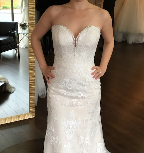 Stella York Strapless Lace Lace Bridesmaid Gown