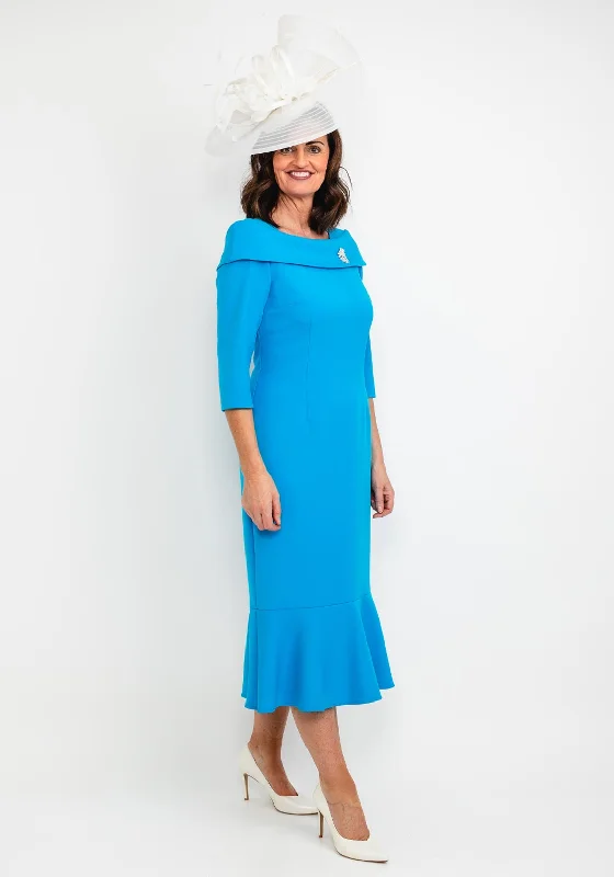 Cassandra Fishtail Maxi Dress, Turquoise Blue Tulle Maxi Skirt