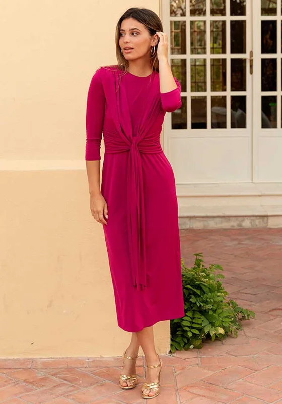 Cayro Gala Knot Waist Maxi Dress, Fuchsia Fitted Maxi Skirt