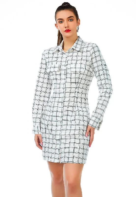 full sleeve chequered shirt dress Wrap Shirt Dress