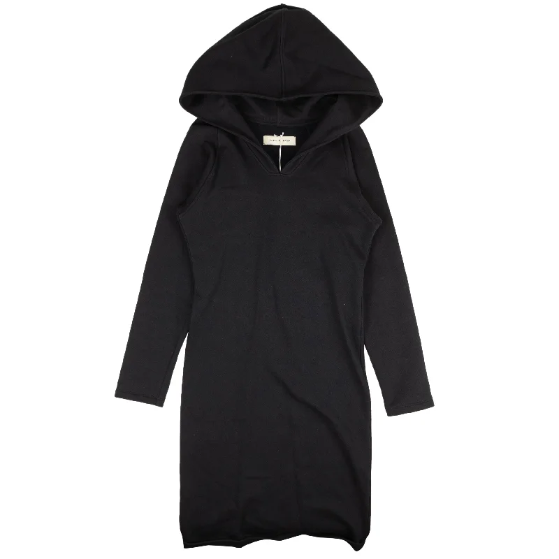 Navy Blue Hooded Sweatshirt Dress Vintage Shirt Dress